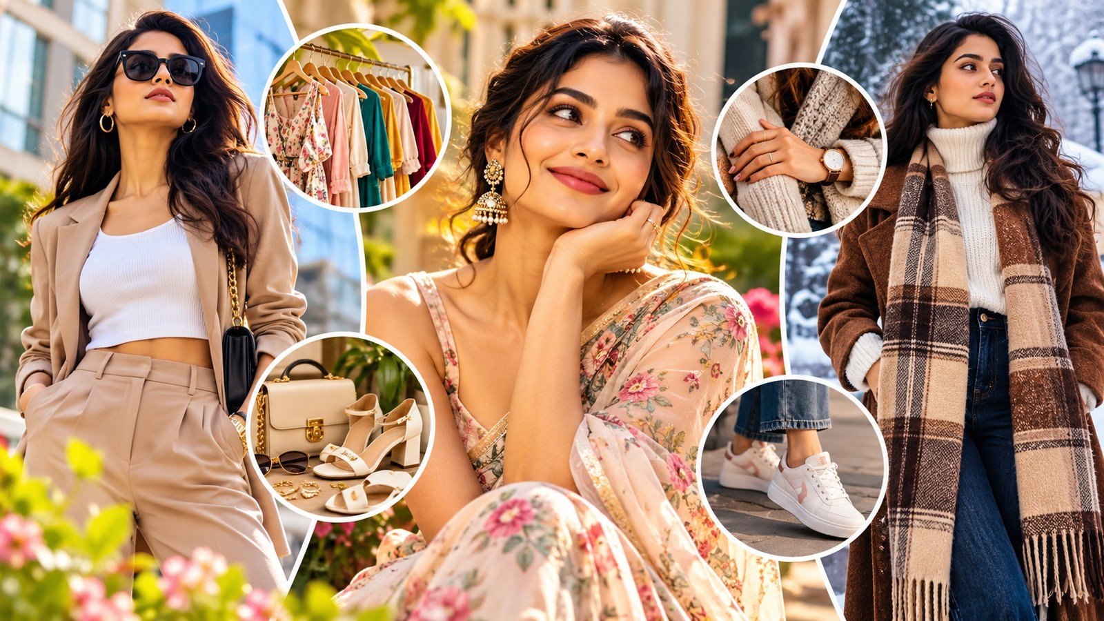 2026 Fashion Trends India featuring Indian ethnic wear, western outfits, winter styling and fashion accessories