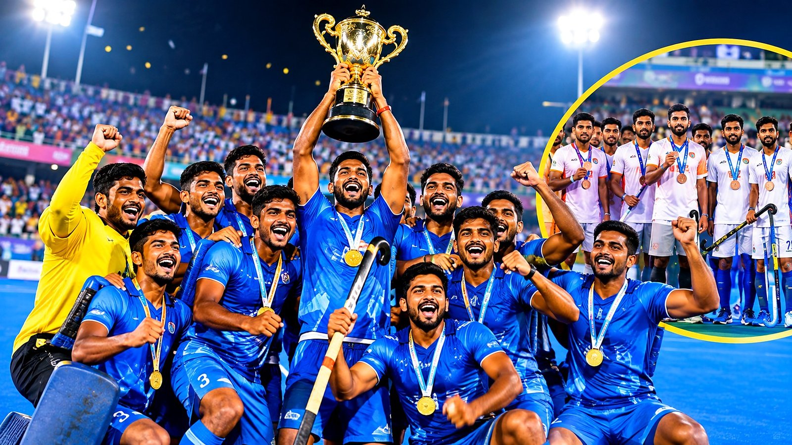National Hockey Championship 2026 Haryana trophy win and Uttar Pradesh bronze medal celebration