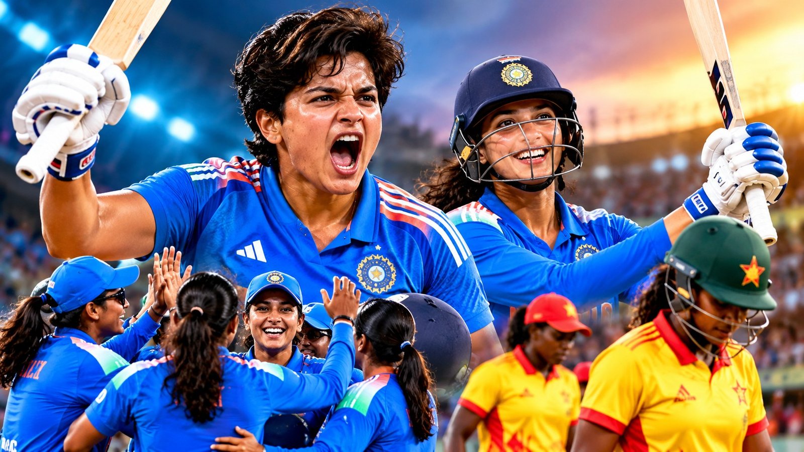India vs Zimbabwe Cricket: Indian women cricketers celebrating Shafali Verma's explosive batting and series victory